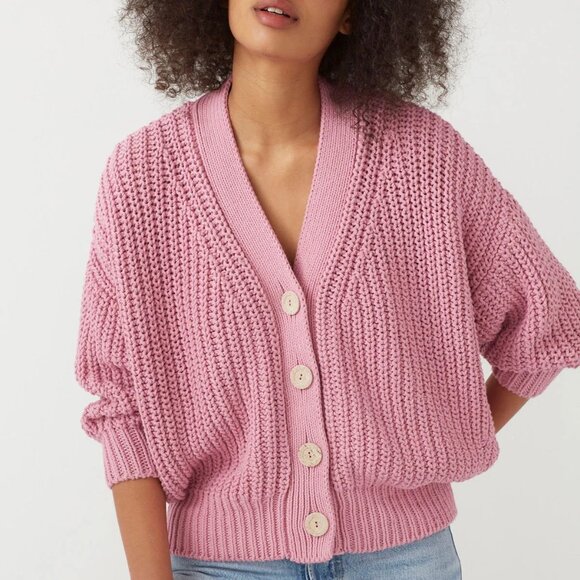 Babaa Sweaters - Babaa No. 18 Cardigan in Fallen Bougainvillea Mauve Pink ONE SIZE